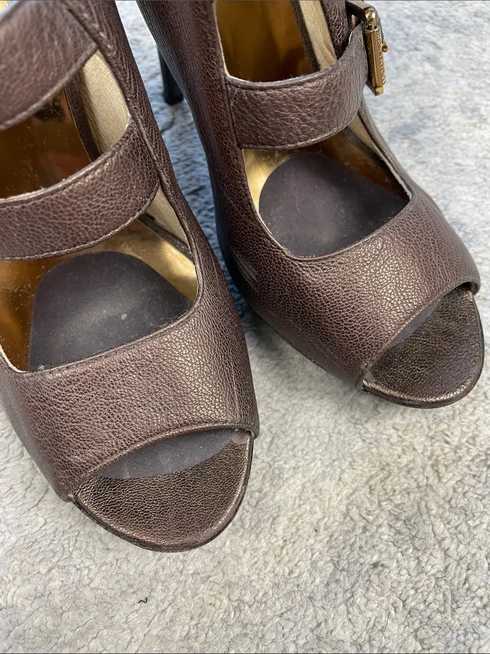 MICHAEL Michael Kors Webster Metallic Bronze Leather Heels Sz 9